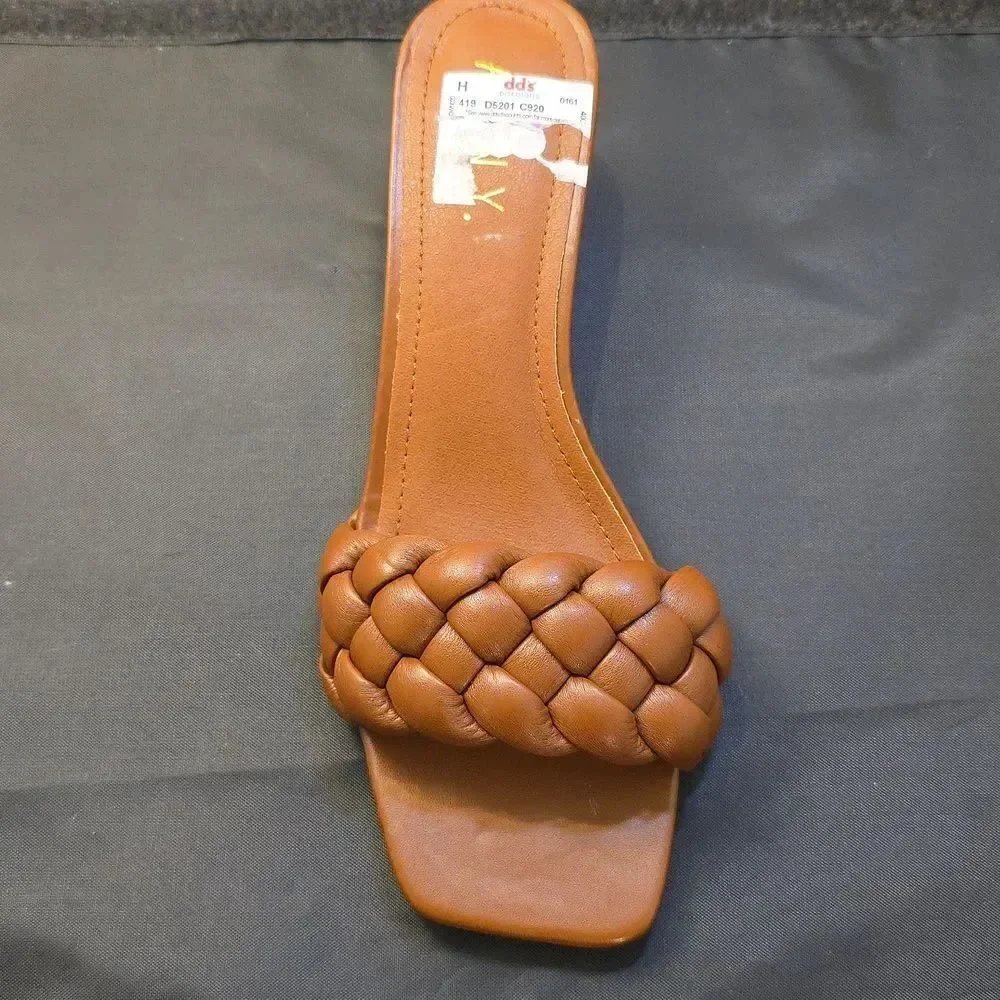 BRAND NEW A.S.N.Y WOMEN'S BRAIDED LOW BLOCK HEEL SANDALS